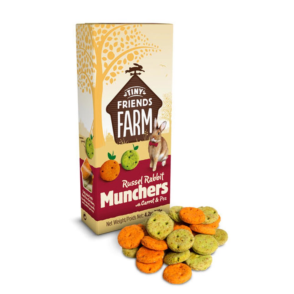 Supreme 8111 Tiny Friends Farm Russel Rabbit Munchers with Carrot and Pea 8x120gm
