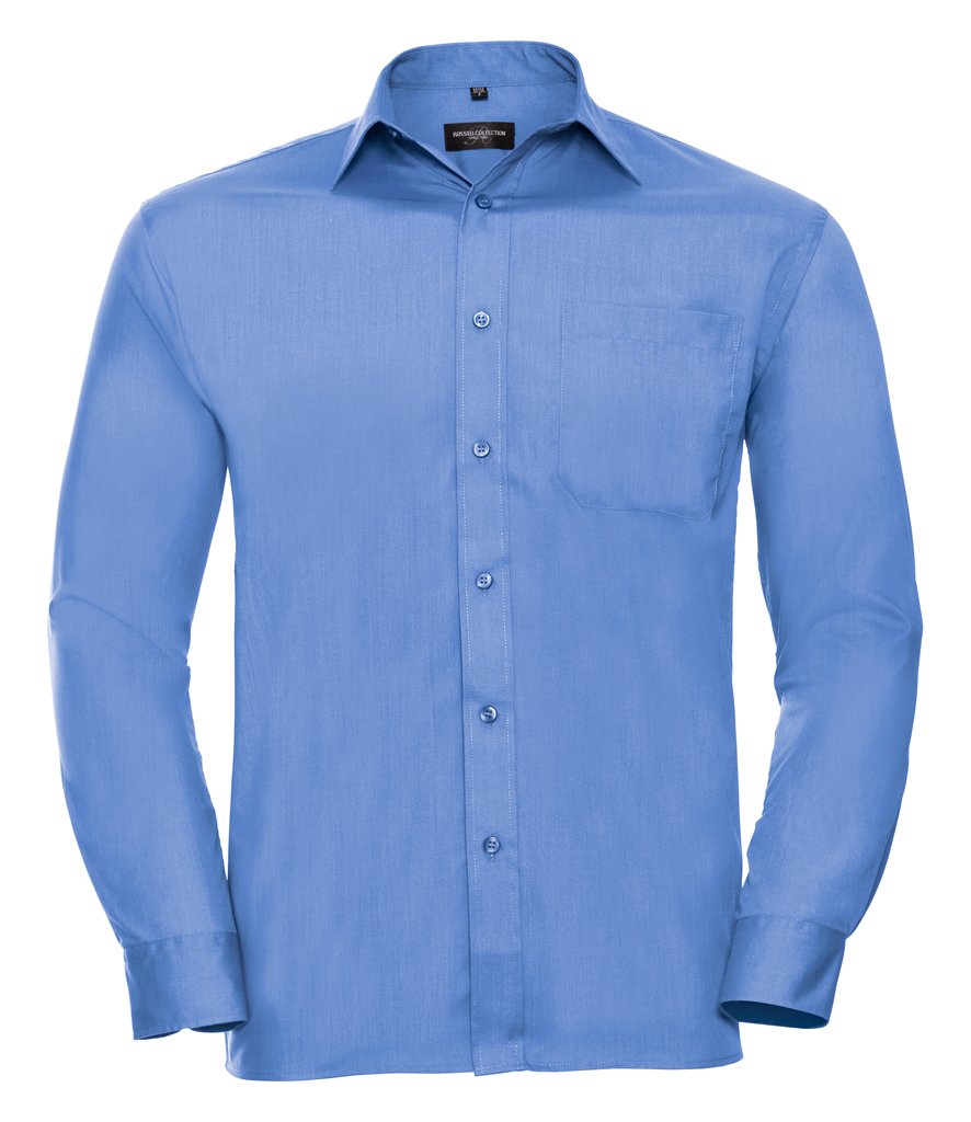 Russell Collection Men's Long Sleeve PolyCotton Poplin Shirt