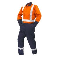 Ripstop Overalls, D/N, LS, Orange/Navy
