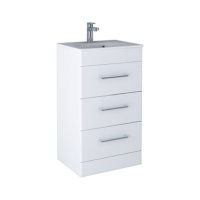 Tucker French 500mm Floor Standing Three Drawer Basin Unit Matt White