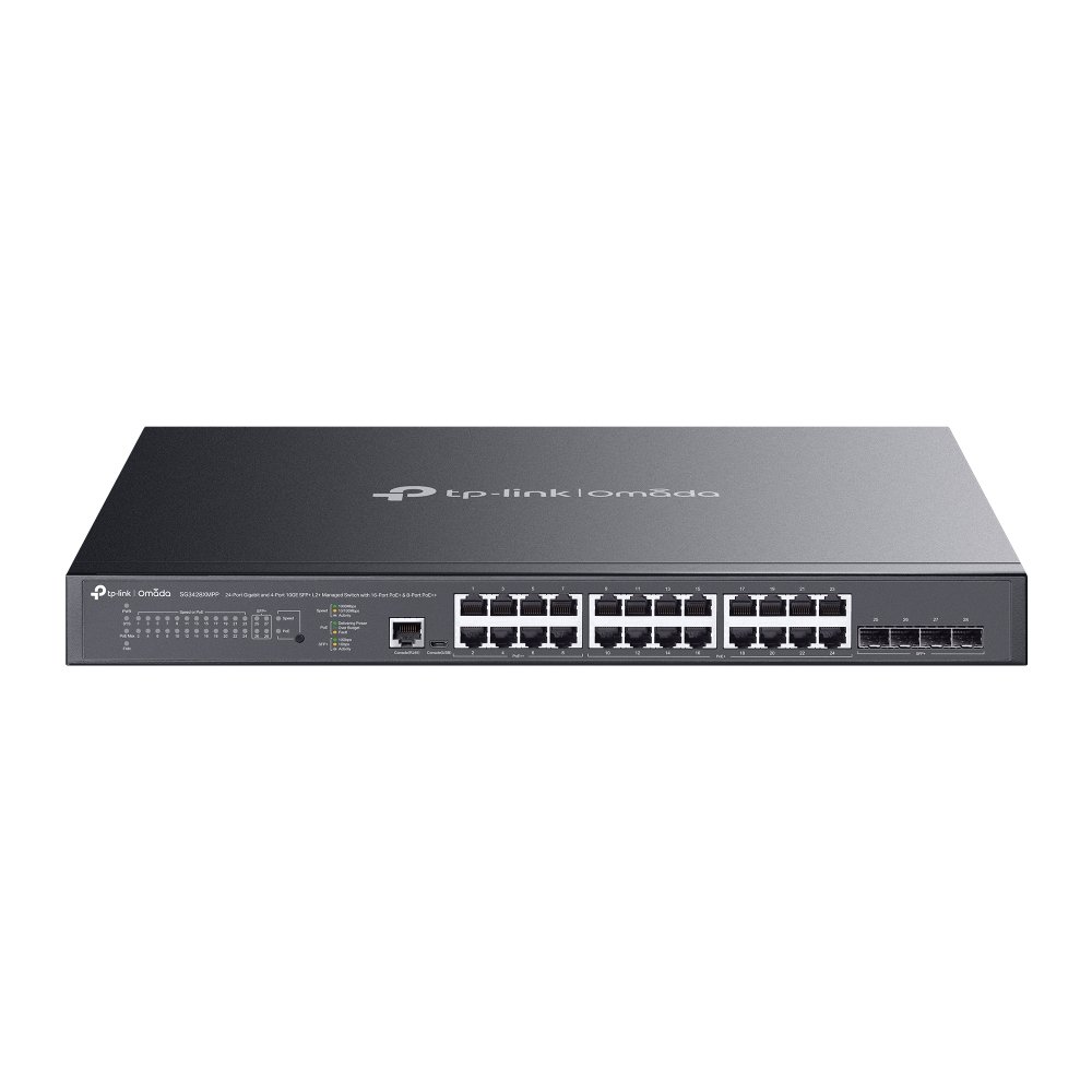 Omada SG3428XMPP  24 gigabit RJ45 ports and 4×10G SFP+ slots