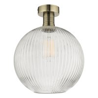 EMERSON 1LT SEMI FLUSH ANTIQUE BRASS CW ROUND RIBB