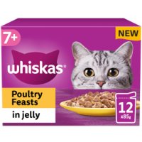Whiskas Cat Pouch 7+ Poultry Feasts Jelly 85g 12pk x 4