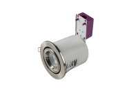 STARLING 50W mains voltage steel fire rated downlight, IP20, 100mm, Br.Chrome, directional