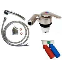 Reich Twist Table Top Mixer, Shower Hose & Duett Head (Matt Chrome - Smooth Fittings)