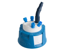SafetyWasteCap, V2.0, GL45, 4x PFA-fitting 2,3 / 3,2 mm OD,  2x PFA-blind plug, 1x 6.4 to 9 mm ID + connector