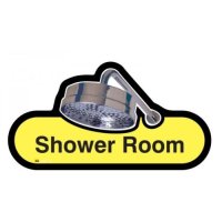 Shower Room Sign are yellow and are 400mm in size.
