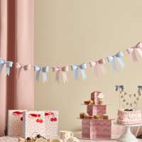 Pink & Blue 3D Bow Card Garland 2.5m