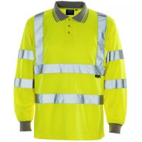 Supertouch Hi Vis Long Sleeve Bird Eye Polo Shirt Yellow