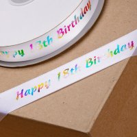 Printed 'Happy 18th Birthday' Ribbon Multicolour - 20mm x 50m