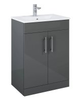 Belmont Square Two Door Floor Standing Unit Gloss Grey 60cm