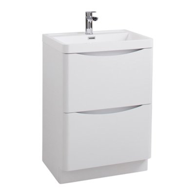Bali 60cm Floor Standing Vanity Unit & Basin - Gloss White