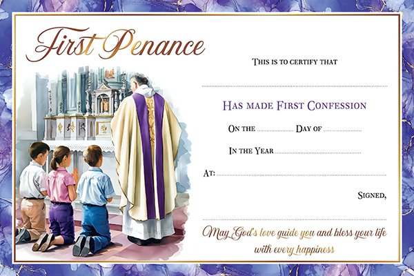 First Penance Certificate/Symbolic   (58125)