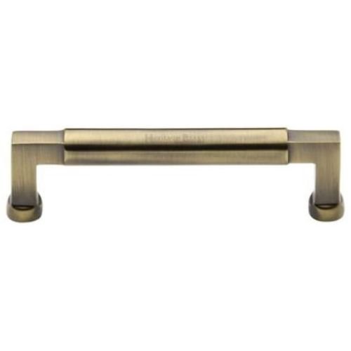 C0312 128-AT - Heritage Brass Cabinet Pull Bauhaus Design 128MM CTC Antique Brass Finish