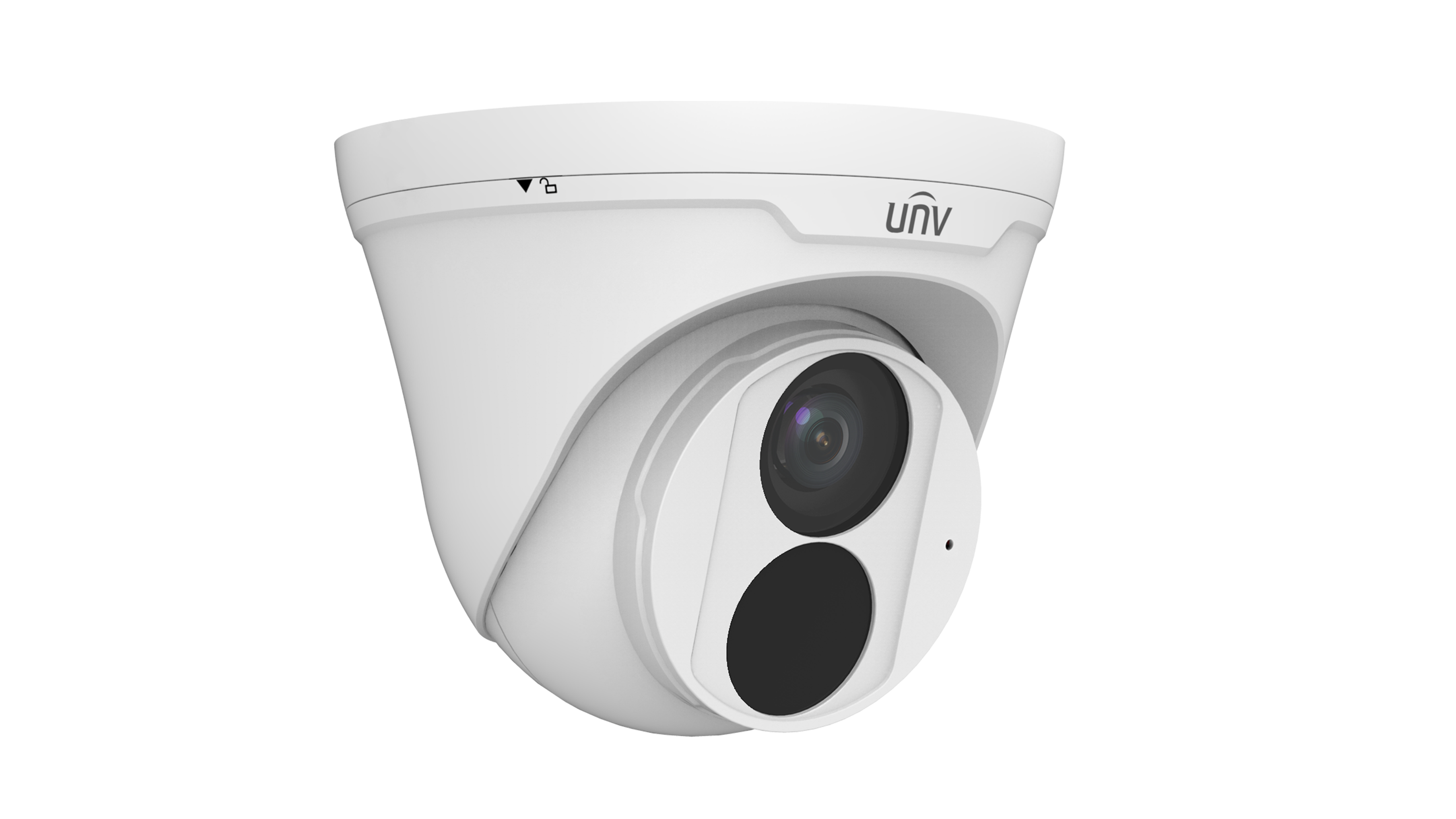 UNV UC-IPC3615LE-ADF28K-H-W white turret camera front view, IC PLUS