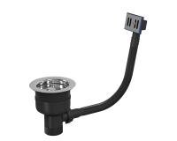 Top Fix Kitchen Strainer Waste with Overflow 90mm G1 1/2" Polished Steel Finish