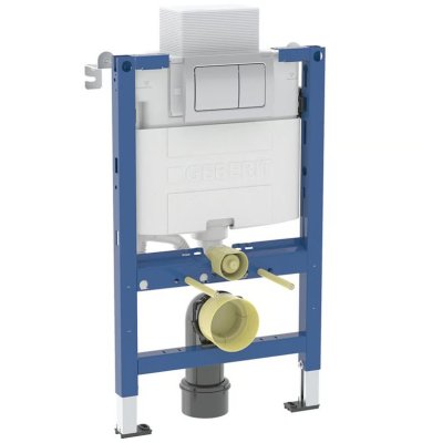 Geberit Duofix element for wall-hung WC, 82 cm, with Alpha concealed cistern 12 cm, 5.8 / 3 litres, Alpha01 flush plate, square 458.034.21.2
