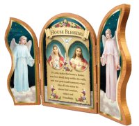 Wood Triptych/Gold Foil/House Blessing   (56215)