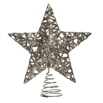Gold / White Woven Star Tree Topper 25cm