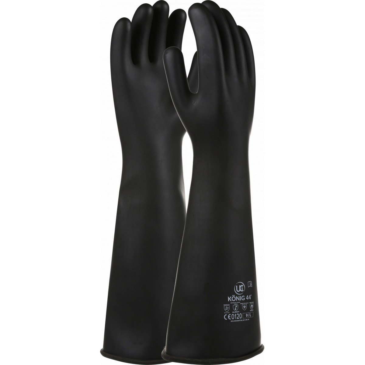 KONIG BLACK HEAVYWEIGHT CHEMICAL RESISTANT RUBBER GAUNTLET 44CM
