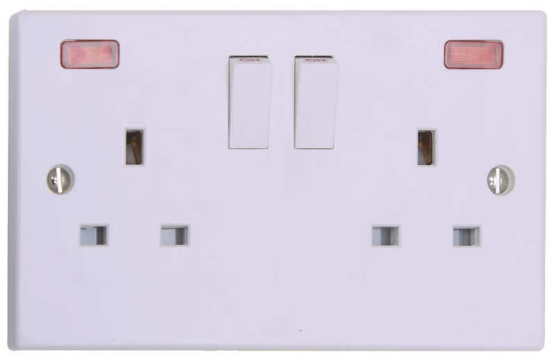 Socket 13 Amp 2 Gang Switched With Pilot Light S213/S In Stock CESCO