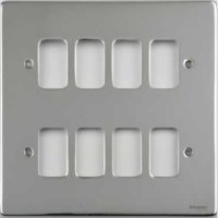 Schneider Ultimate Low Profile Grid Plate 8 gang Polished Chrome | LV0701.1261