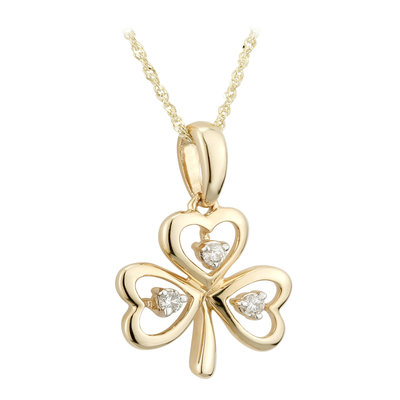 9K Gold Emerald Shamrock Necklace 