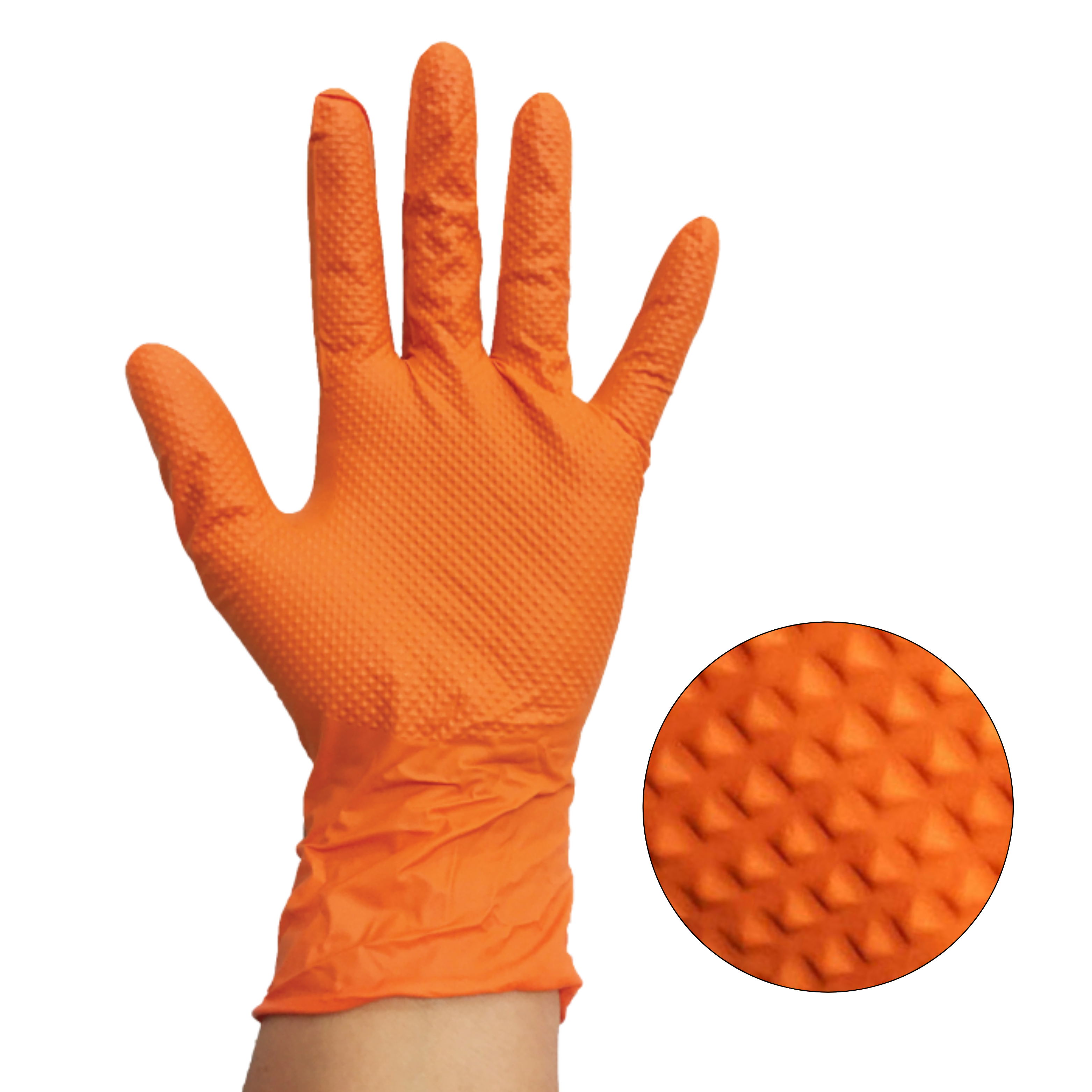 Bodytech Orange Nitrile Diamond Grip Gloves (500 Case)