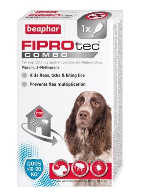 Beaphar FIPROtec COMBO Flea & Tick Spot On for Medium Dogs 1 pipette x 6