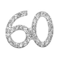 Small Diamante "60th" On Stem Silver - 20 x 20mm