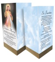 Glass Lantern/Wood Base/Divine Mercy  (84631)