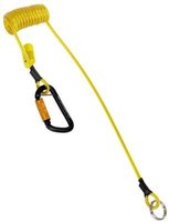 Python Hook2Quick Ring Coil Tether with Tail, load rating 0.9 kg (2 lbs), length (relaxed) 7.6 cm (3"), length (stretched) 157.5 cm (62"), (10 per pack)