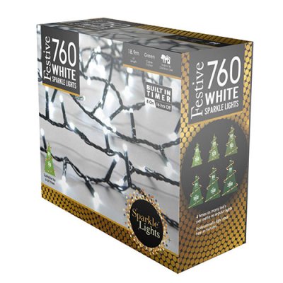 Festive 18.9m 760 Warm White LED Sparkle Lights