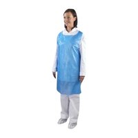 Blue disposable plastic apron for use in a nursing home.