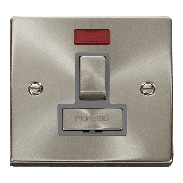 Click Deco 13A Switched Fused Spur + Neon Stainless Steel Grey Insert VPSC752GY