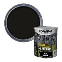 Ronseal Direct to Metal Paint Black Satin Tin & Swatch
