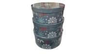 HAT BOX GREEN SNOWFLAKE SET OF 3 BOXES