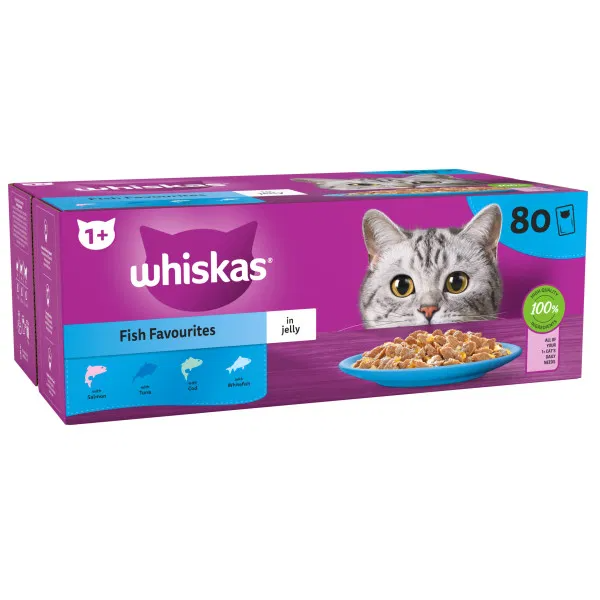 Whiskas 1 Plus Cat Pouches Fish Selection in Jelly 80x85g