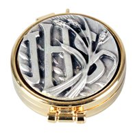 Gilt Pyx 1 1/2 inch- Antique Silver Motif - Wheat   (88878)