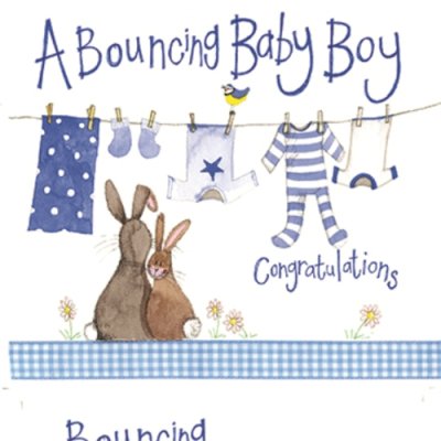 Blue Washing Line New Baby Boy Card