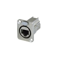 Neutrik etherCON etherCON - D-shape CAT6A panel connector, shielded, feedthrough, Nickel housing NE8FDXP6