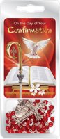 Confirmation Rosary/Prayer Card - Ruby   (F6054/RUBY)