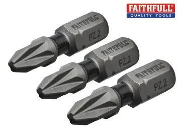Pozi Impact Screwdriver Bits PZ2 x 25mm (Pack 3)