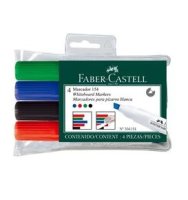 Faber Castell Whiteboard Marker - Bullet - 4pk Assorted (Black, 