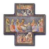 Wood Cross/Icon - Last Supper  6 inch x 6 inch   (3395)