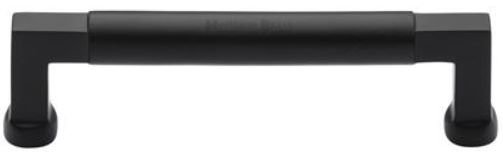 C0312 128-BKMT - Heritage Brass Cabinet Pull Bauhaus Design 128MM CTC Matt Black Finish