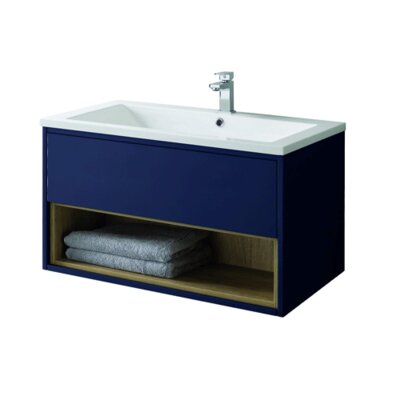 Lucca 80cm Wall Hung Vanity Unit - Matt Sapphire Blue