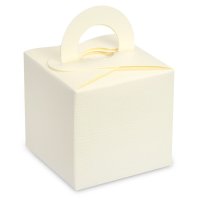 Ivory Silk Square Box With Handle 65 x 65 x 65mm