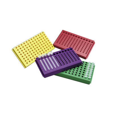 Microtube Rack with lid, 96 well FlipStrip, double sided, for strips and tubes, Fluorescent Pink