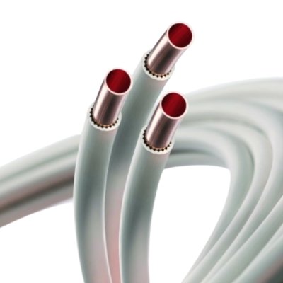 Zachte koperbuis met grijze mantel 15x1 rol 50m